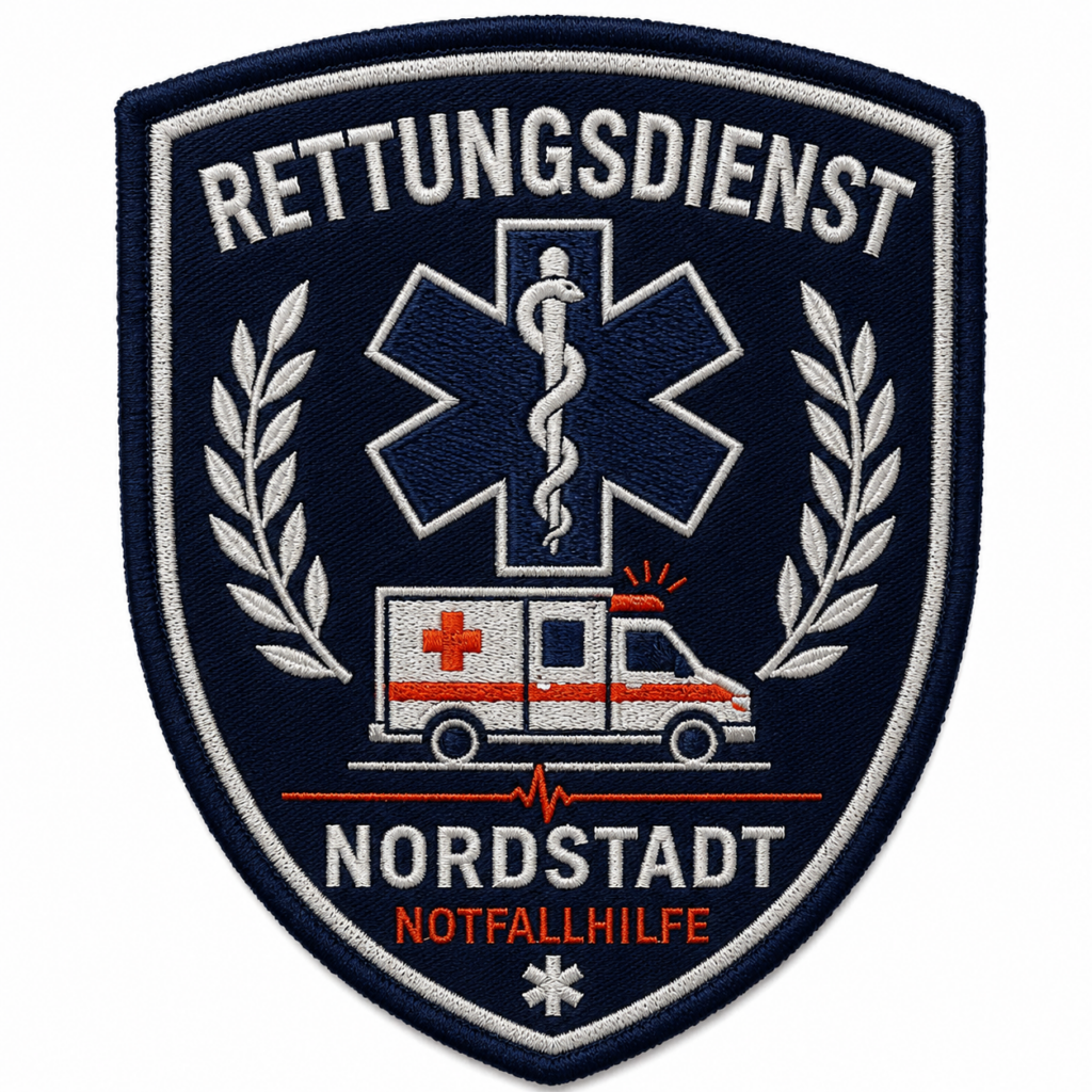 Gestickter Aufnaeher Rettungsdienst Nordstadt